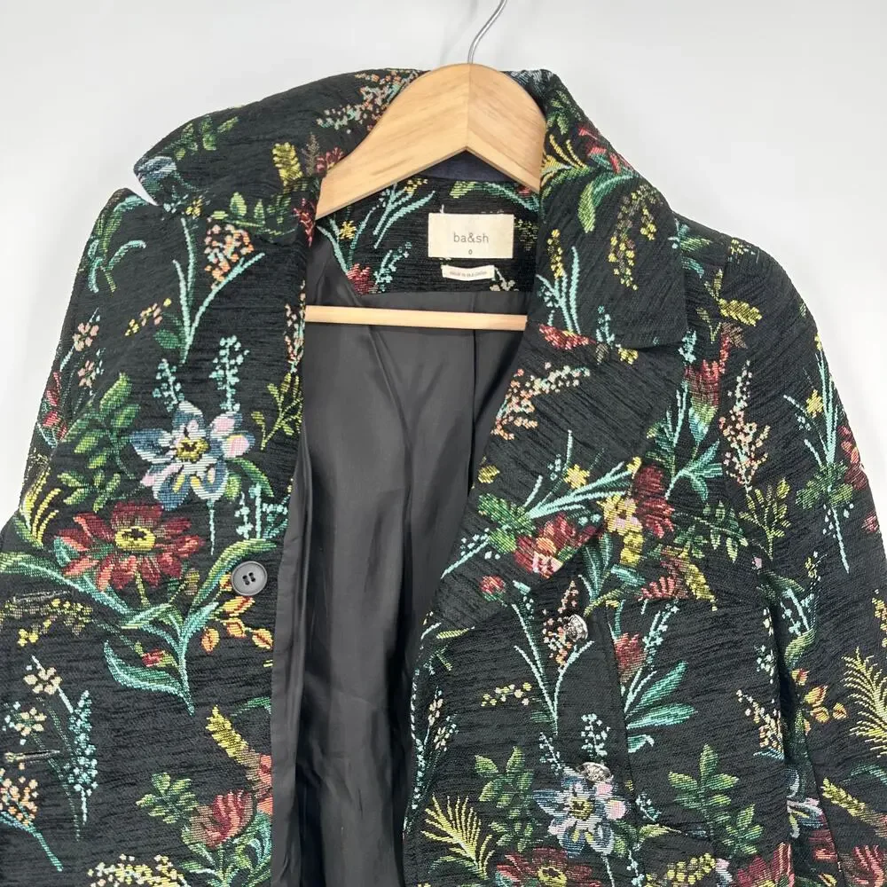 Ba&sh Wylie Floral Tapestry Coat Double Breasted Jacquard Brocade Jacket, XS - Picture 14 of 16